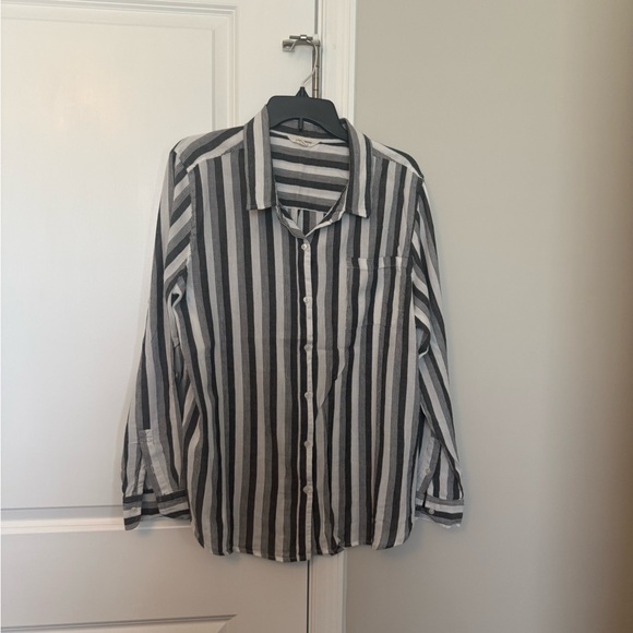 Lucky Brand Tops - Lucky Brand Men's Black & White Striped Button-Down Shirt